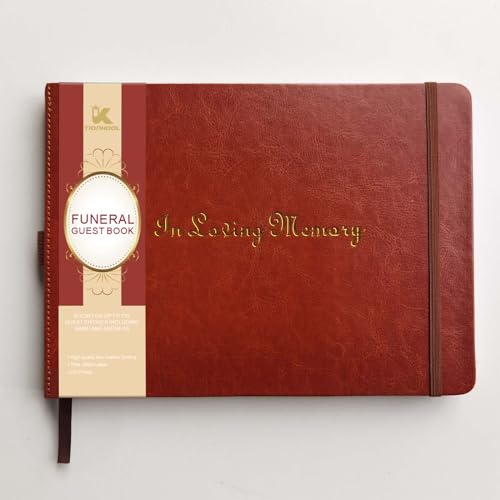 Image of Tiankool Funeral Guest Book for Memorial Service - in Loving Memory Guest Book for Funeral Sign in - Celebration of Life Guest Book for Funeral Guest Registry-134 Pages,10 inch x 7 inch,Hardcover,Brown
