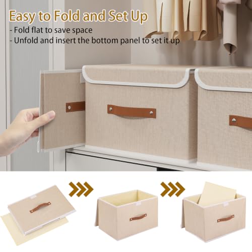 Yawinhe 3 Stück Aufbewahrungsboxen mit Deckel,38x25x25cm,Beige – Ansicht 6