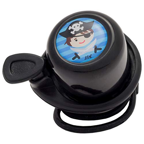 Liix Scooter Fahrrad Klingel Lenker Bell Glocke Mini Kinder Pow Herz Erdbeere Marienkäfer, LSFDK, Design Pirat Schwarz