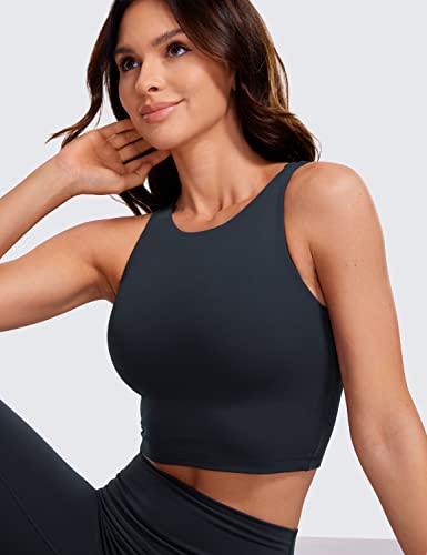 Image of CRZ YOGA Butterluxe Double Lined Crop Tank | Casual, Extremely Soft, Tight Fit, High Neck, Racerback, Sleeveless Tops for Women