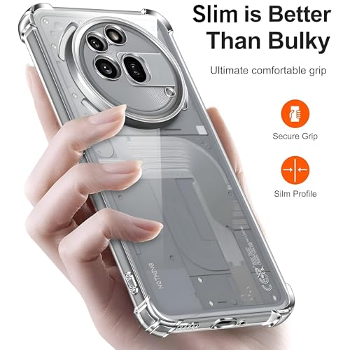 Image of Fashionury 3D Raised Transparent Crystal Clear Back Cover for Nothing Phone 3a Pro | Shockproof Design | Anti-Slip Grip | Camera Protection | 360 Degree Protection Mobile Case