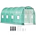 Produktbild VEVOR Begehbares Tunnel-Gewächshaus, 4,6 x 2,1 x 2,1 m, tragbares Pflanzen-Gewächshaus mit verzinkten Stahlreifen, 1 oberer Balken, diagonale Stangen, Reißverschlusstür und 8 aufrollbare Fenster, Grün