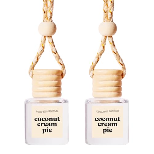 Image of COOLGIRLCANDLES Coconut Cream Pie Car Hanging Fragrance Oil Air Freshener for Essential Oils, Long Lasting Automobile Diffuser Bottle