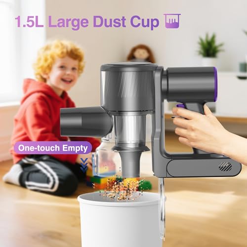 Image of Zefiro Cordless Vacuum Cleaner for Home,450W /40Kpa 50Mins Stick Vacuum,Anti-Tangle 1.5L Dust Cup, Rechargeable Wireless Handheld Vacuum for Pet Hair /Carpet /Floor
