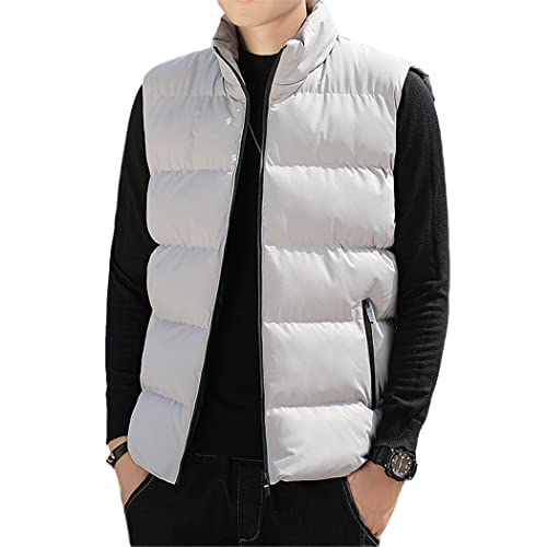 Chaleco gris claro para hombre de invierno chaqueta casual talla grande XXXL