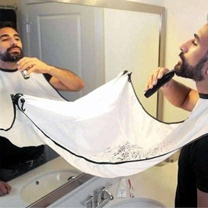 Kiyaan Beard Bib Hair Clippings Catcher and Grooming Apron Shaving Men Women Cape Trimming for Men Non-Stick Cloth Waterproof with Suction Cups Mirror 1