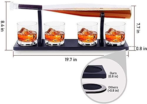 Karafset Wijnaccessoiresets, Geweervormige Whiskykaraf Met 4 Whiskyglazen Set Herbruikbare Rumhouder Alcoholkaraf Met… - Afbeelding 6