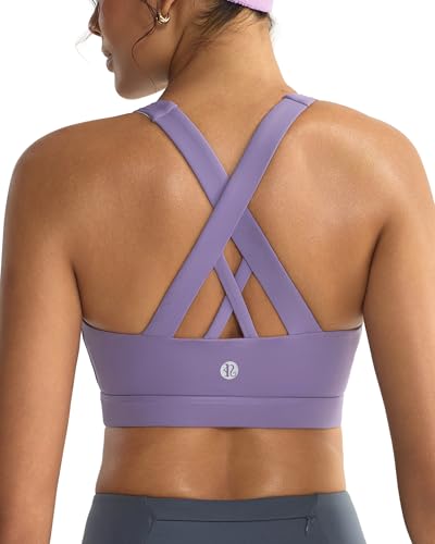 Image of RUNNING GIRL Sports Bras for Women,Padded Strappy Sports Bras Criss-Cross Back Medium Support Sports Bras with Removable Cups