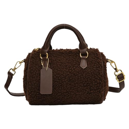 Sac à bandoulière en polaire pour femmes avec poignée supérieure