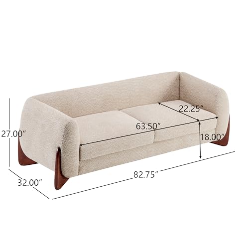 Image of Christopher Knight Home Almab 82 Inches Sofa Couch, Cozy Boucle Upholstered 3-Seater Sofa, Wood Frame Couch, Comfy Couches for Living Room and Office, Modern Sofa, Lounge Seating, Almond