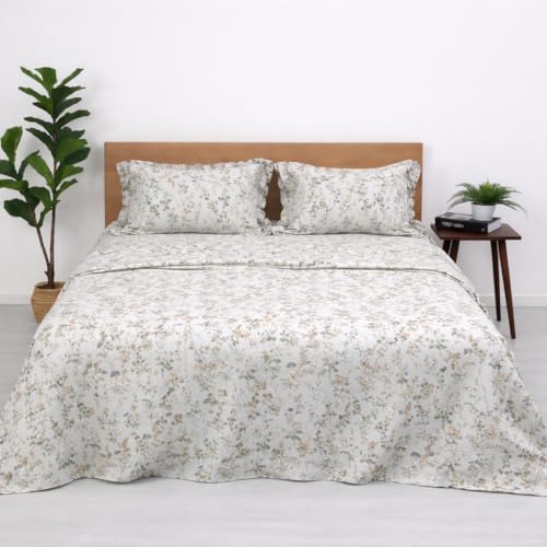 Image of Bedsheet for King Bed Include Pillow Covers | Verdant Bliss Premium Bedding | Pure Cotton 144 Thread Count|60x100 inch - Verdant Bliss