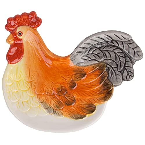 Palais Dinnerware Spoon Rest Collection Großer Keramik-Tropffänger für Löffel, Zange, Spatel, Grillbürsten (Sunrise Rooster) Cover