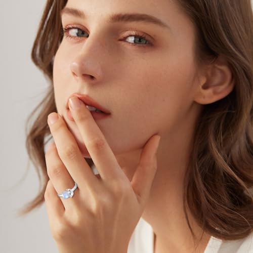 Celestial Sun and Moon Ring Moonstone Ring for Women 925 Sterling Silver Sun and Moon Ring Celestial Bodies Enthusiast Engagement Ring Double Stone Ring Proposal Gift for her Size 5-94