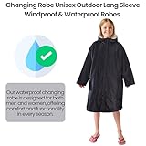 Heatwave Changing Robe Outdoor Long Sleeve Windproof & Waterproof Kids Unisex Robes Hooded Coat For Beach Wild Swimming Surfing Quick Dry, Black/Grey 9-13 Years - Image 3