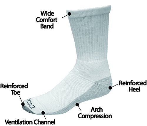 Dickies Men's Dri-Tech Comfort Crew Socks, White , 18 Pair2