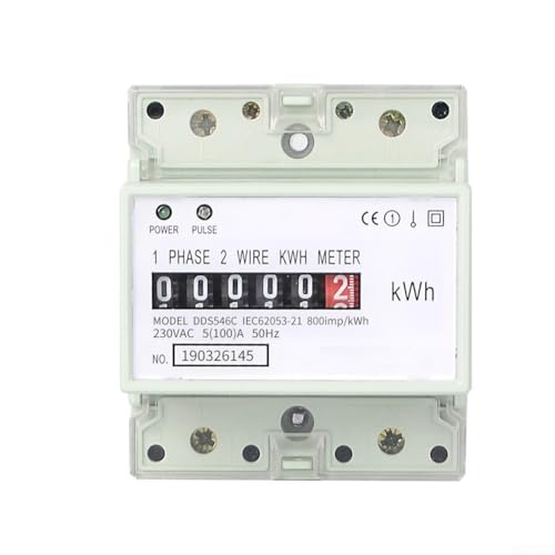 Wattmètre numérique 230 V 5 (100) A avec indicateur d'impulsion et isolation de couplage optique pour une surveillance de l'énergie sûre, compteur de tension monté sur rail DIN