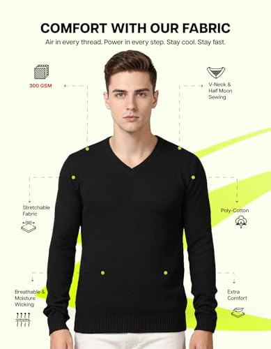 Image of AWG ALL WEATHER GEAR Men's Woolen V-Neck Full Sleeve Sweater