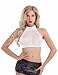 iiniim Women's Hi-Neck Sheer Mesh Halter Crop Top Cami Bra Vest White M