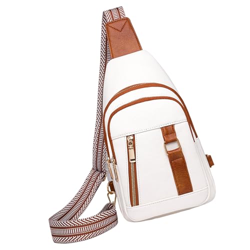 Sac à bandoulière poitrine femme homme en cuir synthétique noir avec sangle réglable