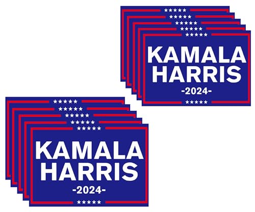 Image of 10 Pack Kamala Harris for President Car Sticker - 5 x 3.5 Inches - Presidential Campaign Vinyl Decal Bumper Sticker, Political Support, Waterproof, Ideal for Cars, Laptops, Window (Harris 2024 Blue)