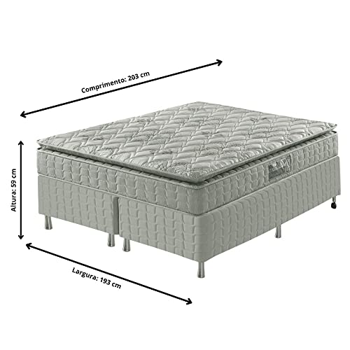 Conjunto Cama Box King Size Espuma D33 Pillow Top Hanover One 193x203x59 - FIRME