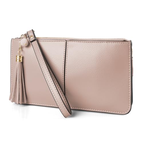 befen Genuine Leather Wristlet Clutch for Women Ultra-Slim Ladies Credit Card Holder Wallet Purses with RFID Protection