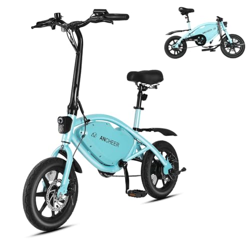 ANCHEER Electric Bike for Adults, 20MPH Folding Ebike with 350W Powerful Motor, 48V 374.4WH Battery, 25+ Miles PAS Range, Cruise Control, 14” Compact Electric Mini Bike for Adults and Teens