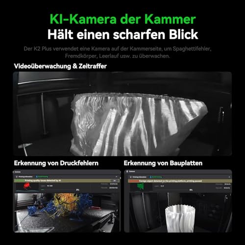 Creality K2 Plus 3D Drucker, Smart CFS (CFSx4 ist in bis zu 16 Farben erhältlich), Schritt-Servomotor-System, Dual-KI-Kameras, aktive Heizkammer, Matrix-Rahmen, Druckbereich 350x350x350mm