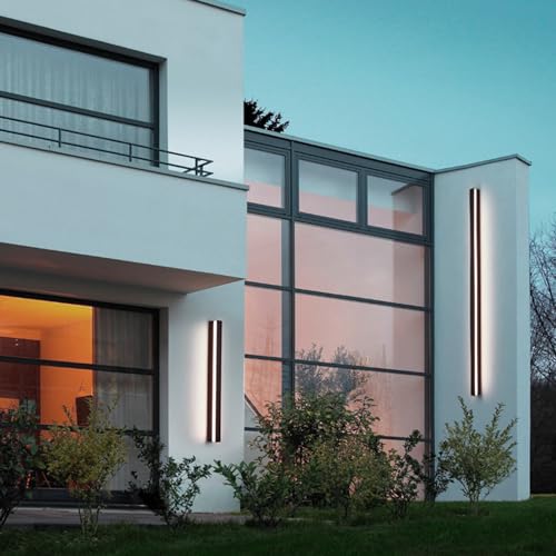GZZBMY IP65 Impermeable Lámpara de Pared Exterior Negro Aluminio Apliques de Pared 3000K/4000K/6000K Fondo Decoración Interior Iluminación de para Baño Jardín Jardín (Luz Blanco,180cm)