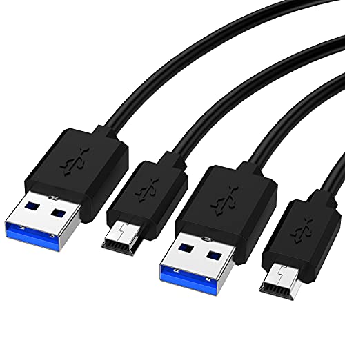 2pcs 3.28FT Canon Camera USB Charger Cable Mini USB Data Transfer Cable for Canon Rebel T3i PowerShot EOS DSLR Camera Cords, PS3 Slim PS Move Controller Charger Cord