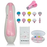 Baby Nail Trimmer File Electric with Nail Cutters, 10 Grinding Heads and LED Light, Trim Polish Groo