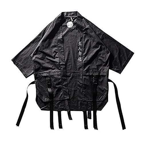 Mfct Men's Japanese Kimono Samurai T-Shirt (As1, Alpha, L, Regular, Regular, Large) Black #TOP7