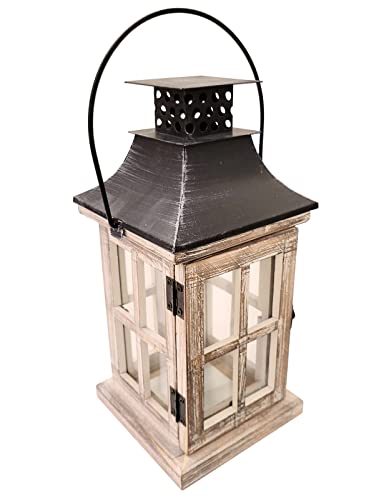 Vintage Wooden Decorative Lantern Candle Holder Rustic...