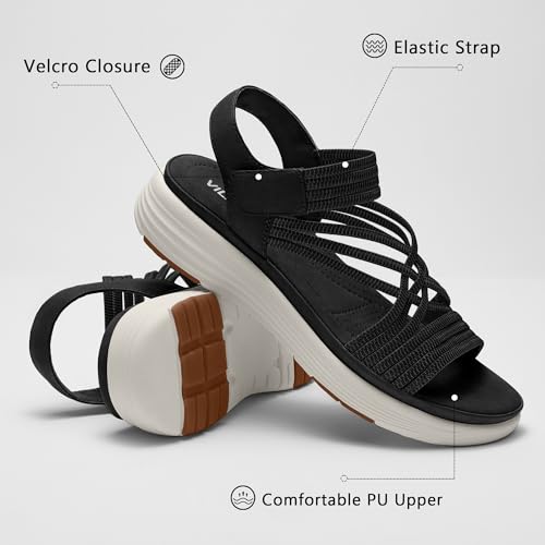 Women's Comfortable Walking Sandals with Elastic Strap LightWeight Sandals for Women 2025 Summer Dressy4
