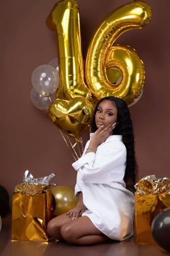 Image of Gold Number 60 Balloon 40 inch, 60 Number Balloons, 60th Gold Birthday Decorations, 60 Year Old Women Men Golden Party Supplies