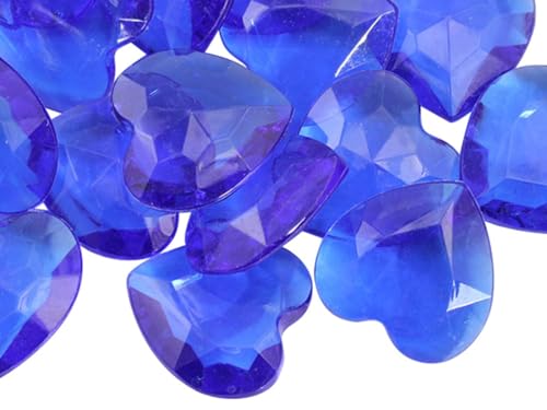 Allstarco 27mm (1-1/16") Blue Heart Acrylic Pirate Treasure Gems, 20 PCS