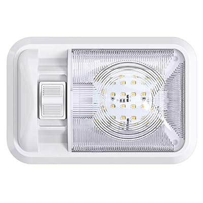 12V Led RV Ceiling Dome Light RV Interior Lighting for Trailer Camper with Switch, Single Dome 300LM