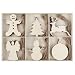 MACTING 30pcs Unfinished Wood Christmas Ornaments with Holes - Angel, Deer, Ball, Doll, Snowman, Christmas Tree Cutouts Tag Tree Hanging Decorations