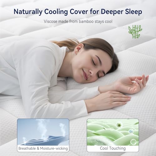 Image of ELEMUSE Super Olympic Queen Dual Layer 3 Inch Memory Foam Mattress Topper, 2 Inch Cooling Gel Memory Foam and 1 Inch Soft Pillow Top Mattress Pad for Back Pain Relief,66 inchx80 inch