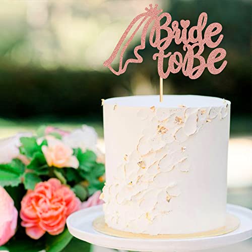 Blumomon 1Pc Bride to Be Cake Topper Rose Gold Glitter Ring Cake Pick Bride to Be Cake Decoration Wedding Bachelorette Bridal Shower Theme Party Cake Decoration Supplies - Image 3