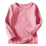 Generisch Langarmshirts für Mädchen Baumwolle Kinder Tops Einfarbig Basic Oberteile Rundhals Regular Kleidung Lässiger Bekleidung Loose Long Sleeve Top Shirt Kleinkind Thermoshirt Pink, 8 Jahre
