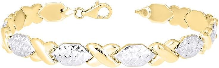 Jewels By Lux 10kt Two-tone Gold Womens Stampato Bracelet Size 8 Inches
