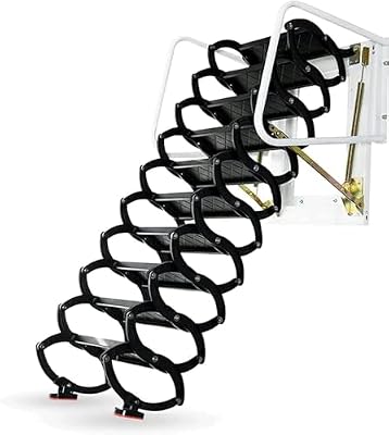 LYNMTPJ Concertina Loft Ladder Alloy Attic Access Ladder Pull Down Attic Ladder Home Pull Down Attic Ladder Extended Folding Telescopic Ladder Loading 1100 Lbs (B 2.3)