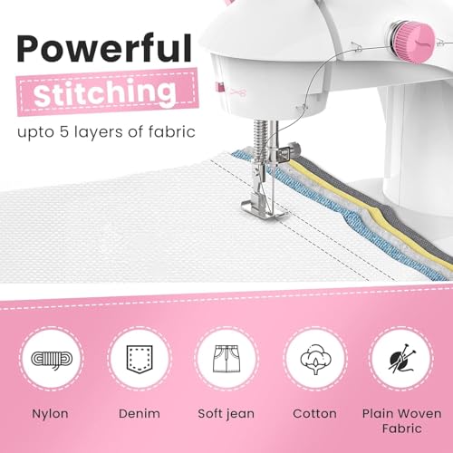 Image of Electric Sewing Machine With Table Set, Mini Silai Machine For Home Tailoring, Stitching Machine With Foot Pedal, Adapter And Fully Loaded Sewing Kit