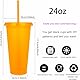 Yisituo 710ml Plastikbecher mit Deckel und Strohhalm,10er Pack für Erwachsene und Kinder Wiederverwendbare smoothie becher, perfekt für Partys, Strand und Poolpartys (10, Orange)