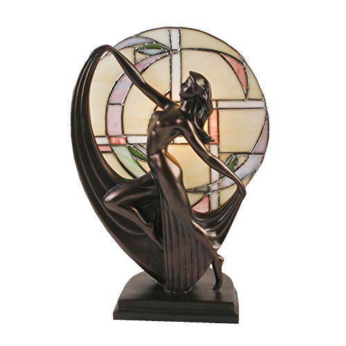 Tiffany Lampe en verre en forme de danseuse en bronze