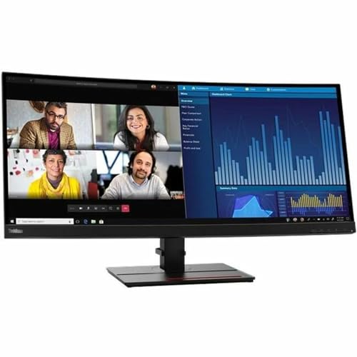 Image of Lenovo ThinkVision P34w-20 34 inch Class Webcam UW-QHD Curved Screen LED Monitor - 21:9 - Raven Black - 34.1 inch Viewable - in-Plane Switching (IPS) Technology - WLED Backlight - 3440 x 1440-1.07