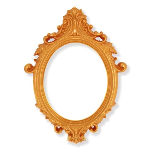 Oversized Lightweight Plastic Party Photo Posing Frame with Antique Look – Vintage-Style Posing Prop & Photo Frame (Gold Large Oval)