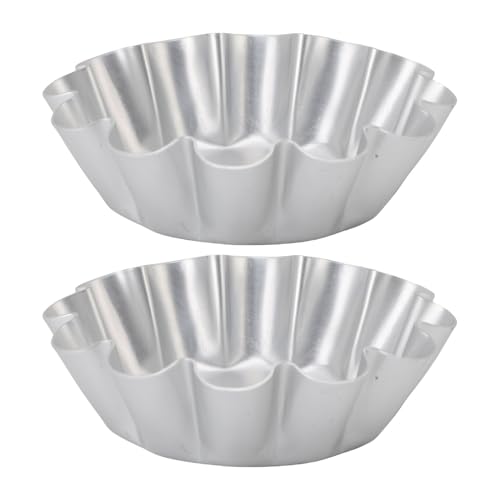 TOPINCN Molde de Tarta de Huevo de 2 Piezas, Molde de Tarta sin Palo de Flores de Aleación de Aluminio, Mini Tarta de Latas para Hornear para Pan, Mouses