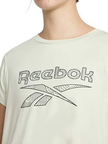Reebok Women’s Topographic Lines Graphic Crewneck T-Shirt, Standard Fit, Lightweight Stretch Poly Soft Performance Fabric, Sea Foam, X-Large - image 4
